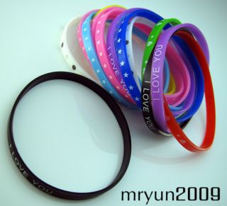 NEW 20PCS Love smiley I LOVE YOU Unisex Silicone bracelet Wristbands