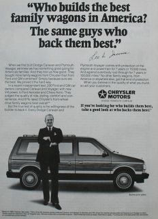 1987 Chrysler Ad Lee Iacocca in Front of Van