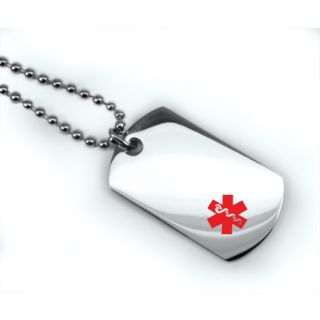 Medical Mini Alert ID Dog Tag with Red emblem. Free Wallet Card Free