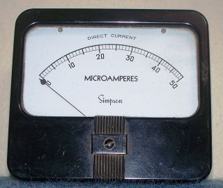Simpson DC Microamperes Meter 0 50UA Model 29