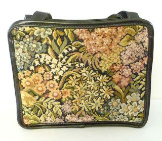 ILA of California 60s 70s Vintage Tapestry Purse Handbag Black Floral