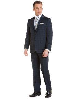Ike Behar Navy Plaid Suit