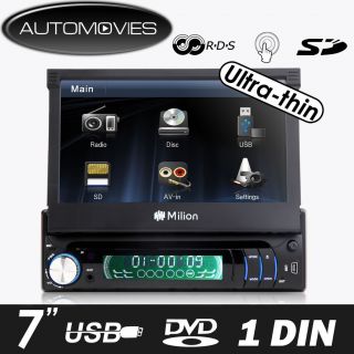 D1309 Milion 1 DIN in Dash Detachable 7 USB FM Radio Car DVD