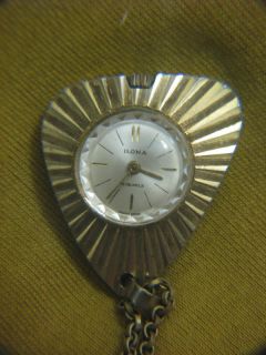 Vintage Gold Tone Ilona Swiss Pendant Watch 17 Jewels