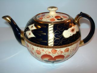  English Gaudy Dutch Imari Teapot Decorative Imari Pottery