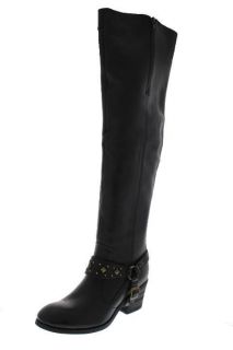 Miz Mooz NEW Imogene Black Leather Harness Heels Over The Knee Boots