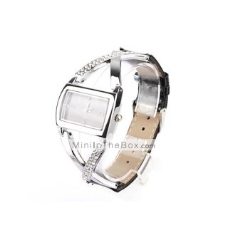 USD $ 5.49   Black PU Leather Band Womens Quartz Wrist Watch with