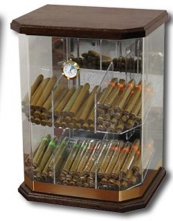 150 Count Acrylic Wood Countertop Cigar Humidor Disp