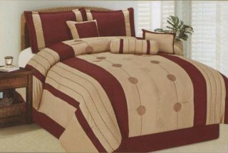  Embroidery Flakes Comforter Set Bed in A Bag Queen Burgundy