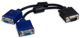 SVGA VGA Y Cable Splits Output for Two VGA Monitor Projector Display