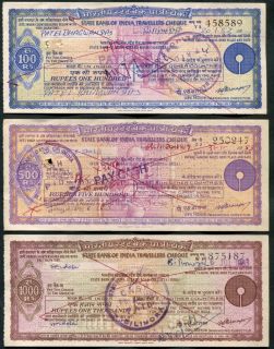 State Bank of India Travellers Cheques Checks Used 3