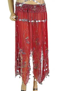 Gorgeous Hand Crafted beaded 2 PC set of Bridal Red Belly dance Top
