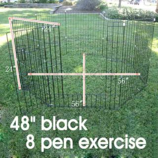 48 Black Exercise 8 Pen Fence Dog Crate Cat Kennel