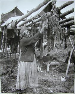 1920S16X20 Old Indian Lady Smoking Pipe Hanging Food