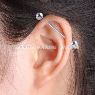  Steel Long Industrial Bar Ear Cartilage Barbell Piercing New