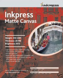 Inkpress Artists Inkjet Matte Canvas Paper 13x19 50
