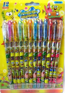 12pcs The Spongebob Fruit Scent Glitter Ink Pens