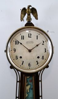 Antique Ingraham Treasure Island Patent Timepiece Banjo Clock