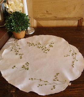 Antique Society Silk Embroidered Large Table Centerpiece Doily ~Clover