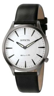 Mens Invicta Ultra Slim Black Leather New Watch 5307