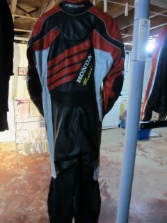 Honda Racing HRC Intersport Leather Suit 1 Piece Black Red 48 US