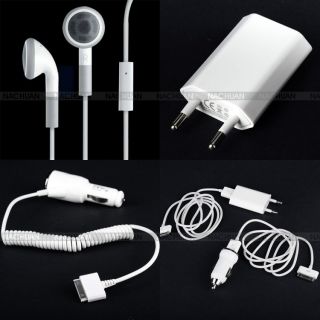 in 1 USB Sync Cable Adapter Car Charger EU Plug Earphone for iPhone