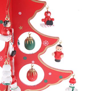 EUR € 14.62   Madera Roja 3D Christmas Tree Papá Noel Campana
