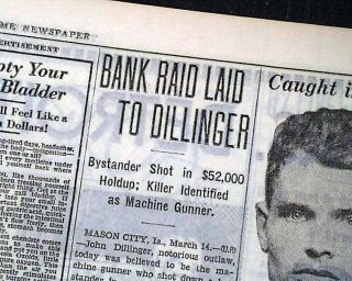 OUTLAW JOHN DILLINGER Mason City IA Iowa Machine Guns Bank Robbery1934