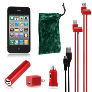 Piece iPhone iPod Christmas Charging Bundle w Gift Pouch Red Green