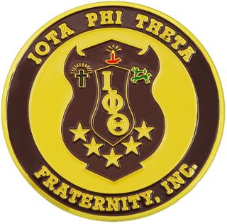 Iota PHI Theta 3D Shield Crest Round Car Badge Emblem Gold Brown