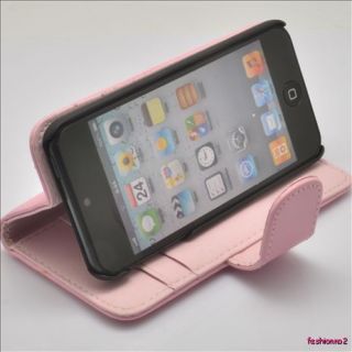 Stand Leather Wallet Flip Hard Back Case for iPod Touch 5th Generation