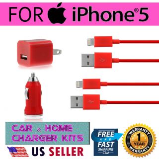  Wall&Car Charger+8 Pin USB Cable For iPhone 5 Ipod touch5 ipod nano 7