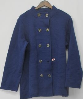Isaac Mizrahi Live Sz 1x Quilted Knit Jacket Royal Navy Blue New 2nd