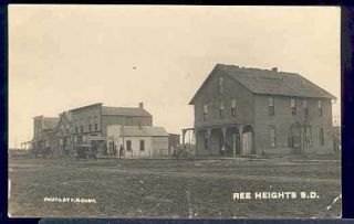 SD, Ree Heights, South Dakota, RPPC, Storefronts, Hotel, FH Camp, 1910