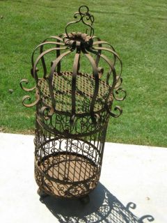 Antique Wrought Iron Bird Cage