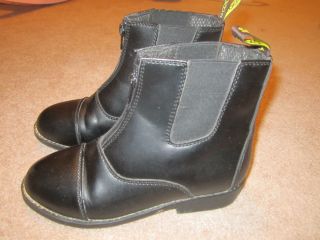 Saxon Equileather Zip Boots Childs Size 5 Black
