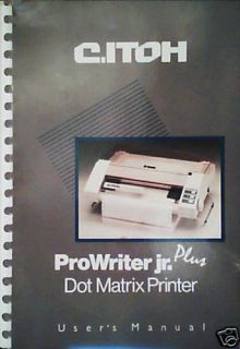 Itoh Prowriter Jr Plus Dot Matrix Printer User Manual
