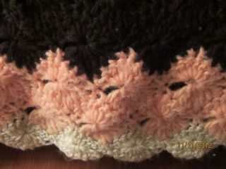  Made Crocheted Afghan Bedcover Blanket Throw 76x49 Hexagon Peach Ivor