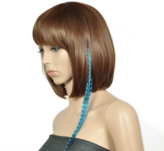 24pcs Synthetic Hairpiece Blue Black Long Straight Hair Extension 38cm