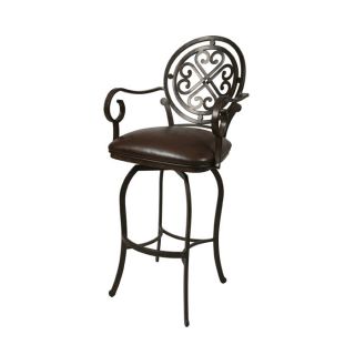 Island Falls Upholstered Swivel Barstool with Arms 30 Inch
