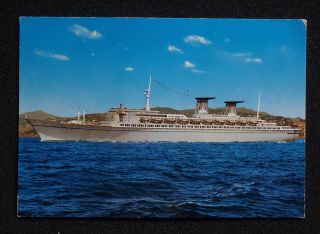  SS Raffaello Italian Ocean Liner Sunk Home Port Genova Italy Postcard