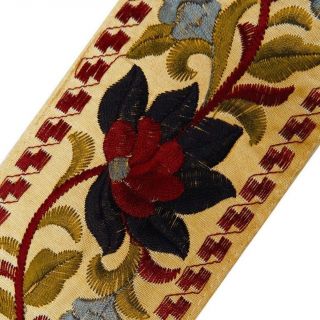 Wide Beige Jacquard Ribbon Trim Flower Design Border Lace Sewing Craft