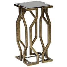 countess geometric form antique brass accent table