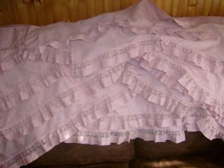 PENNEY Kitchen Curtains Pink with Lace, 2 set tiers , 3 set swags