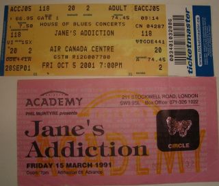 Janes Addiction 2 Full Ticket Lot Perry Farrell London