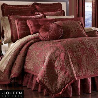 Queen New York Gramercy Red 4 Piece King Comforter Set 1st Quality