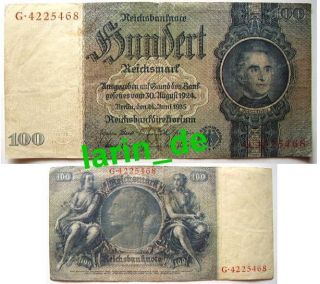  1935 100 Reichsmark Banknote German Paper money WWII 3 Reich cash note
