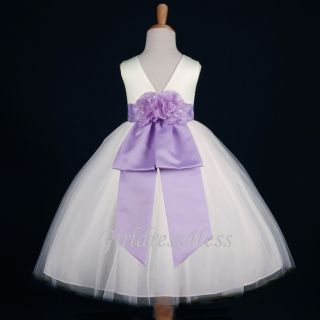 Ivory Lilac Wedding Easter Tulle Princess Flower Girl Dress 12 18M 2 4