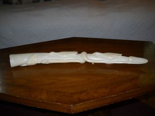 Asian Faux Ivory Elephant Tusk Hand Carved
