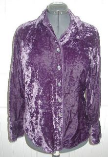 JILL Crushed VELVET Button Front SHIRT Blouse Top Size Small S